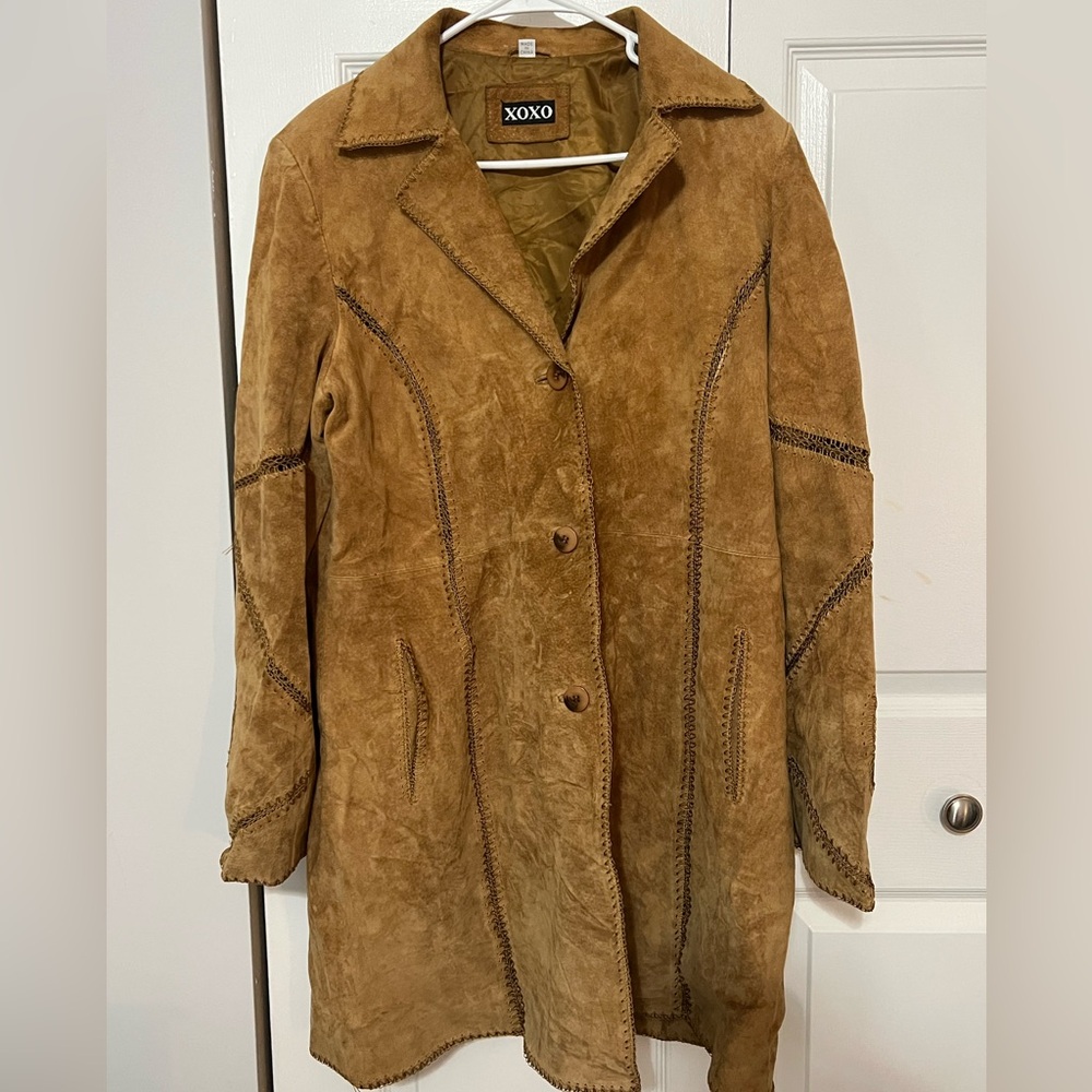 Vintage Y2K XOXO Women's Brown Suede Blazer